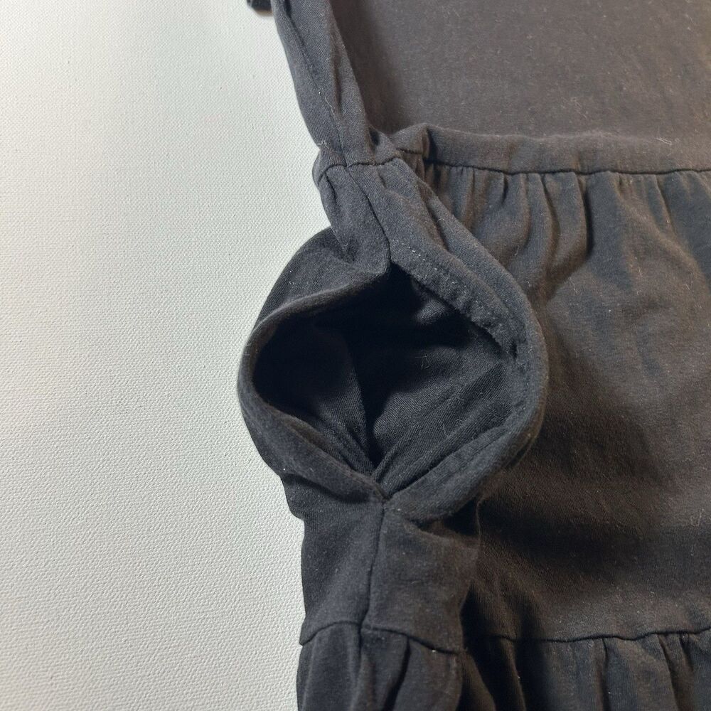 Time and Tru Dress Black Soot Tiered Cotton Casual Short Sleeve Pockets Size M - Picture 11 of 14